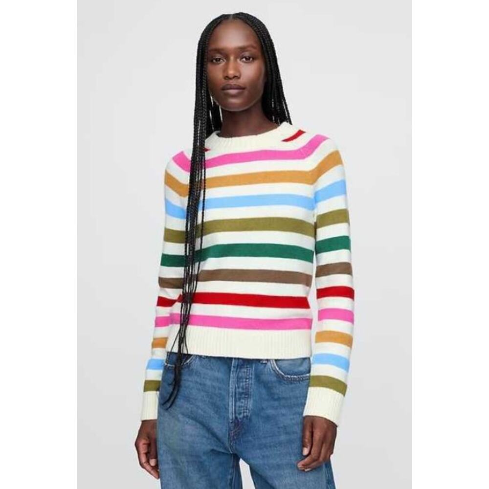Gap Womens CashSoft‎ Striped Sweater Size XS Rainbow Colorful NWT - FLAW